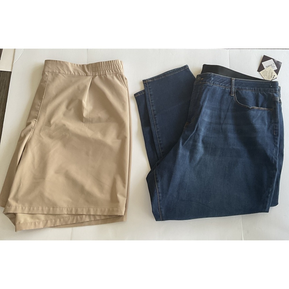 Ava‎ & Viv Plus Size Jeans 30W Tek Gear Khaki Shorts Lot 3X New With Tags
